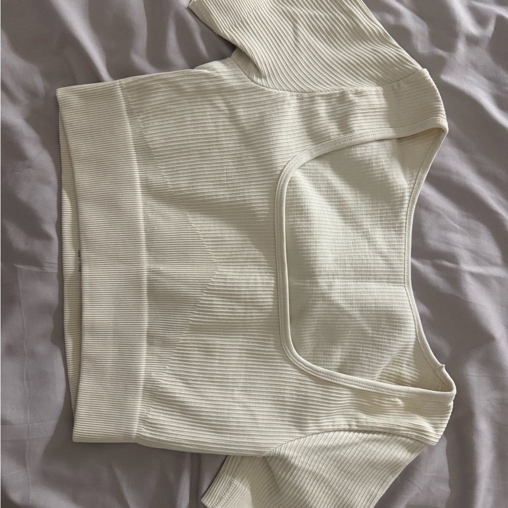 Square Neck Ribbed Crop Top in Cream